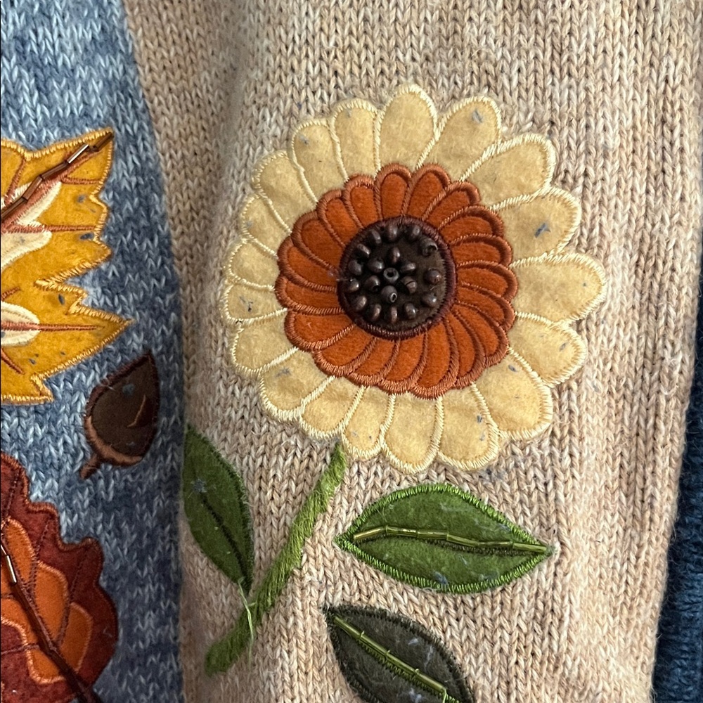 Vintage Women’s Autumn Floral Patchwork Sweater - Multicolor - Picture 2 of 11